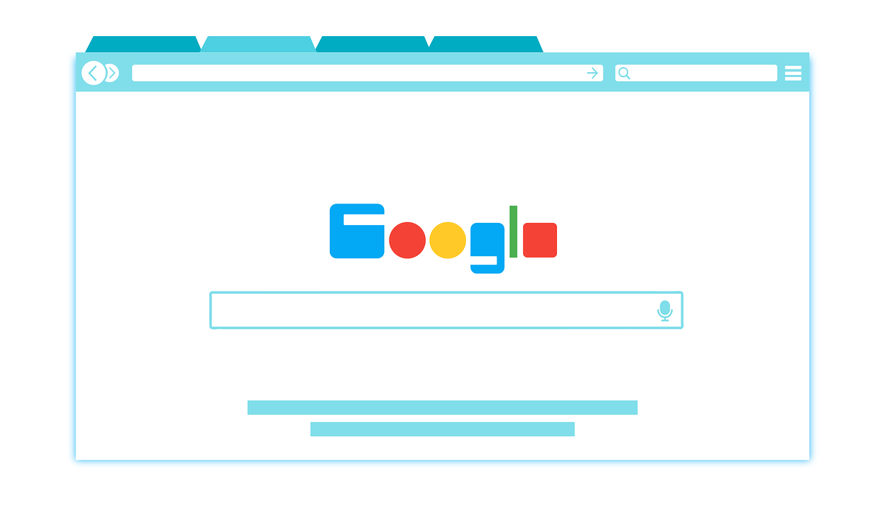 Dessin de navigateur web sur une page avec écris "Google"