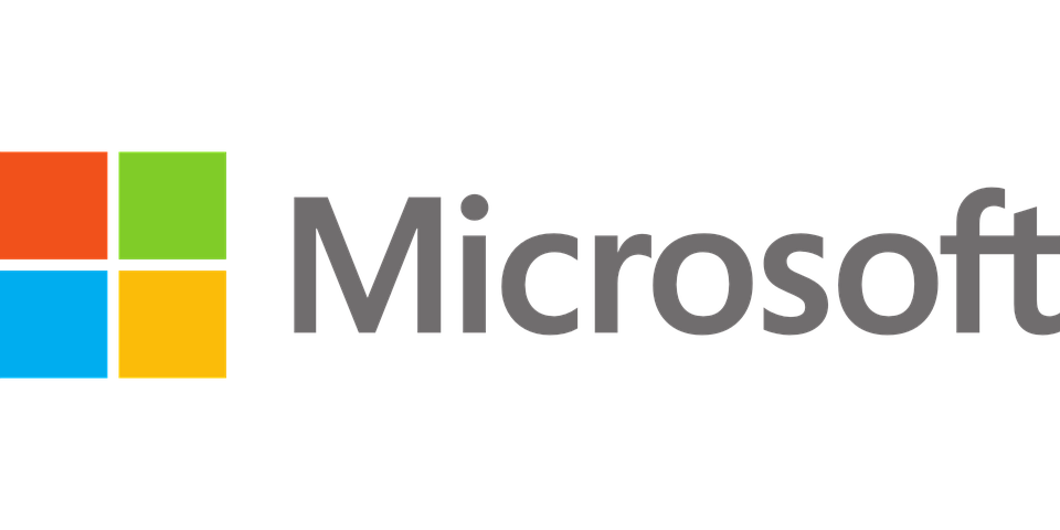 "Microsoft" écris après un carré formé de 4 carré de couleurs différentes