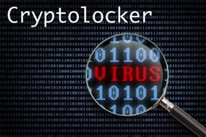 cryptolocker loupe au dessus d'un code en binaire