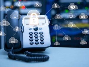 Téléphonie sur IP cloud icone mobile, casque, wifi