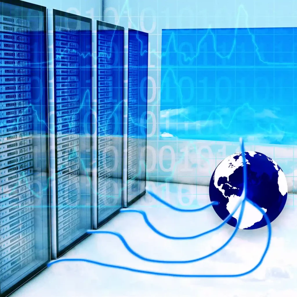 Globe terrestre branché sur serveur