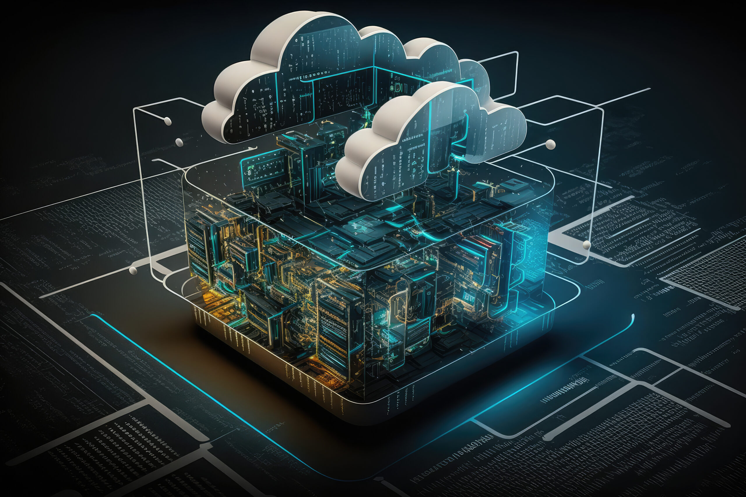 Un data center envoie des données à 2 nuages