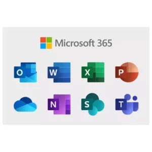 Icone repressentant les solutions Microsoft 365 on voit les icones de Outlook, Word, Excell, PowerPoint, Note, SharePoint et Teams