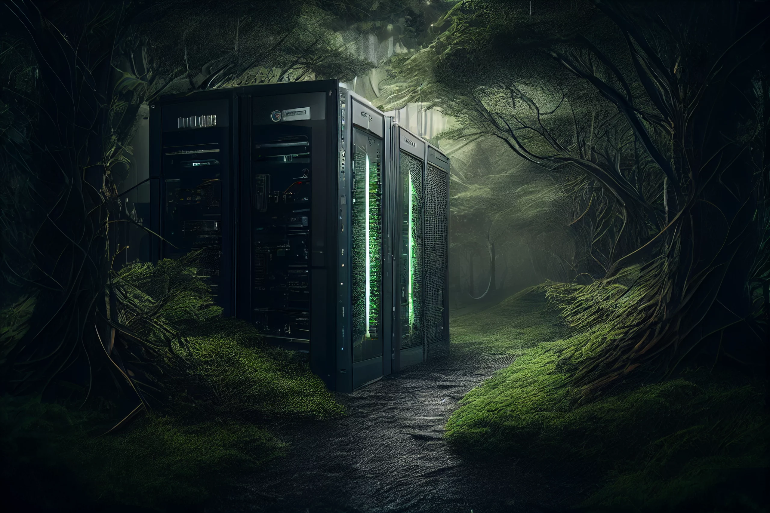 cluster informatique dans une forêt (Green IT)