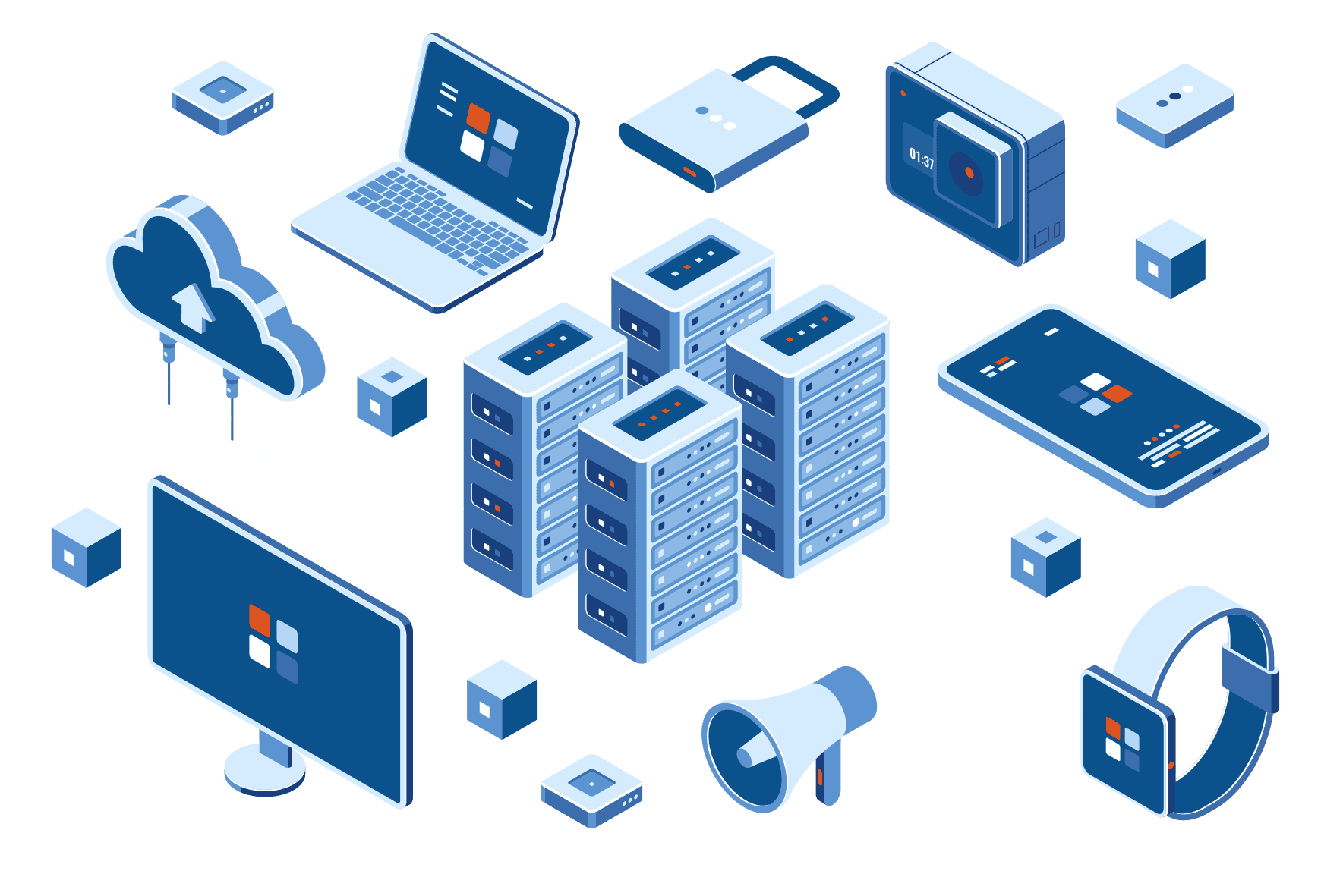 visuel divers matériels connecté à un serveur