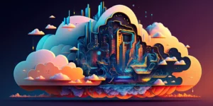 dessin coupe transversale d'un cloud avec un intérieur numérique