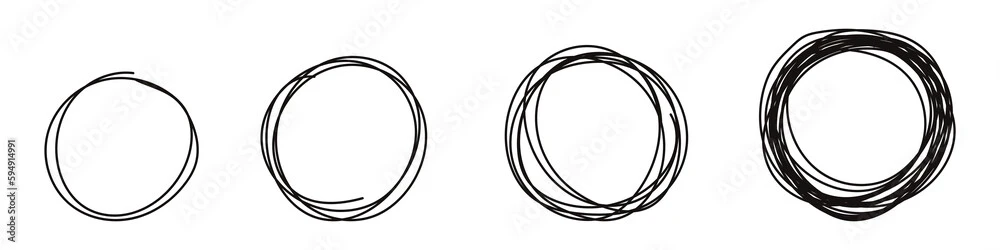 4 cercles chacun formé de toujours plus de traits