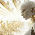 Robot de marbre dans la lumière