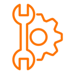 clé à molette avec un engrenage orange