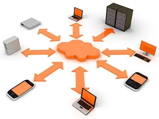 Nuage cloud orange avec toutes ses utilisations dans les appareils informatiques
