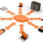 Nuage cloud orange avec toutes ses utilisations dans les appareils informatiques