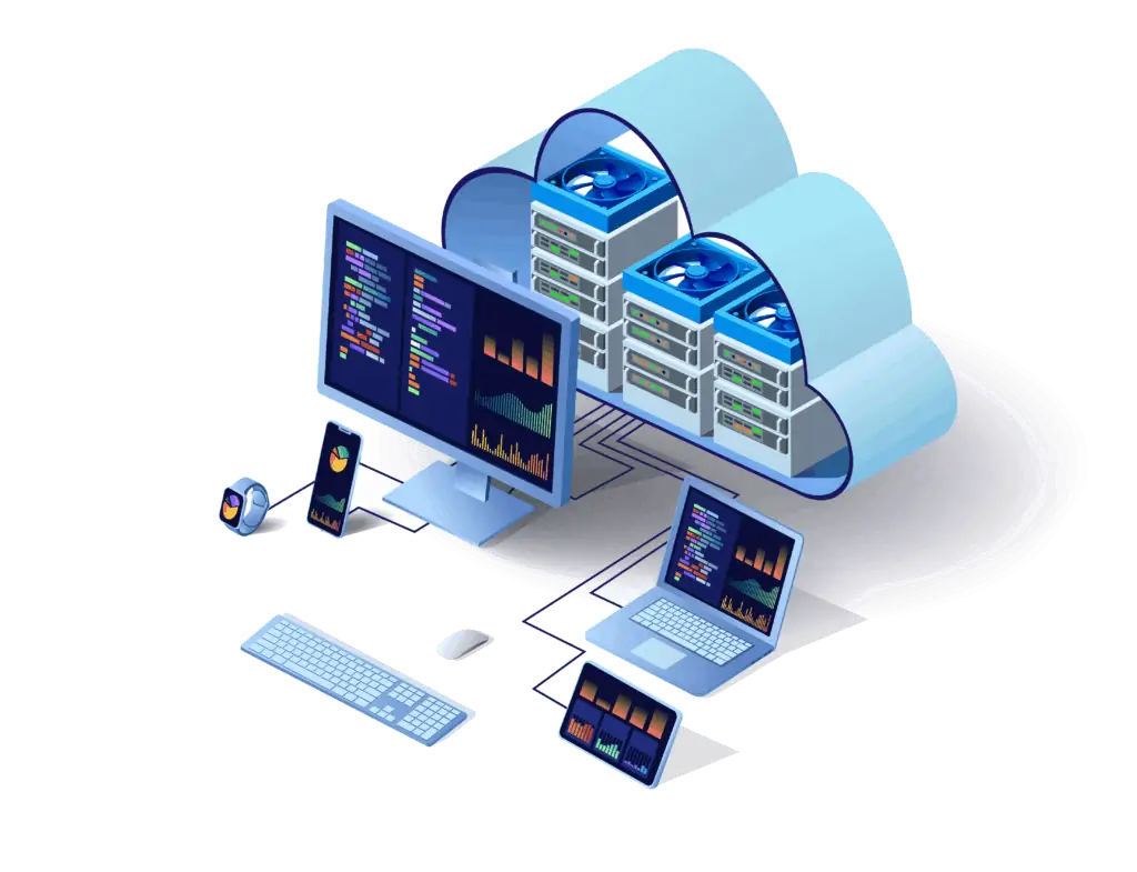 Appareils informatiques reliés au cloud.