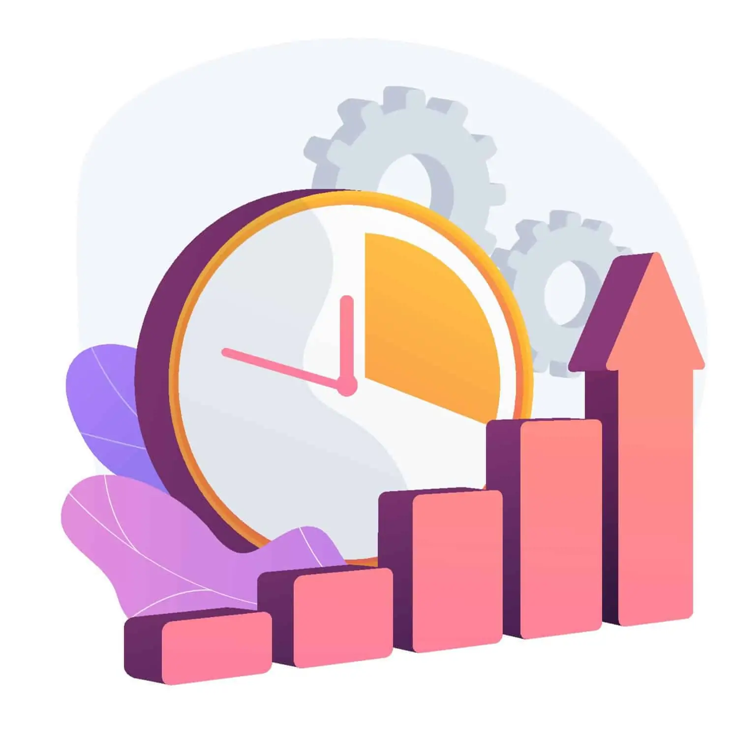 Illustration d'un graphique et d'une montre indiquant l'évolution.