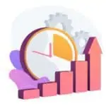 Illustration d'un graphique et d'une montre indiquant l'évolution.