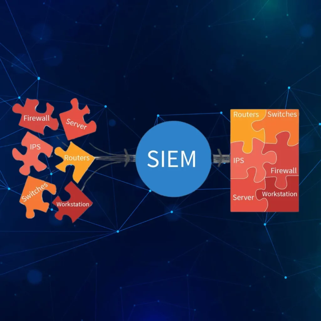 logo de puzzle avec un rond SIEM