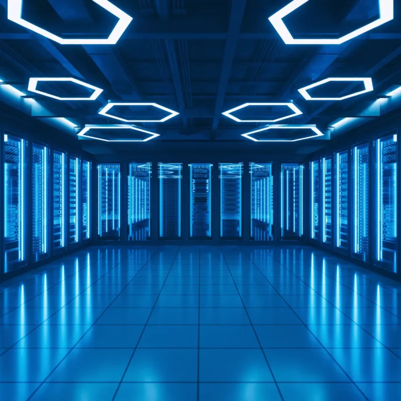 salle de serveurs bleu