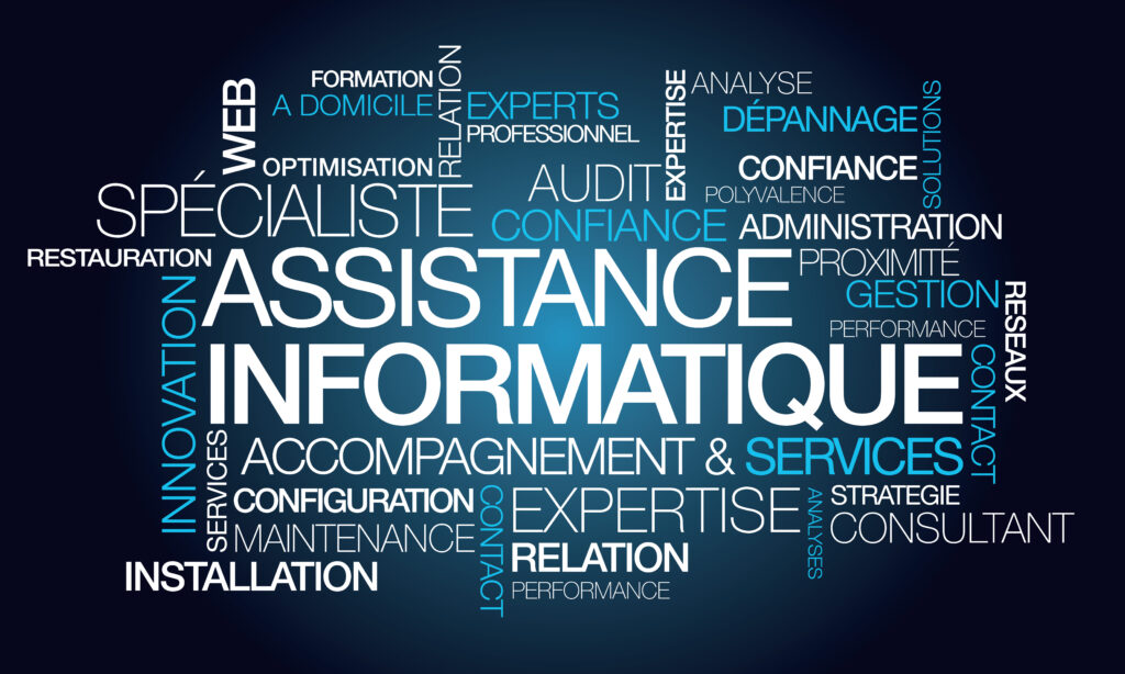 assistance informatique maintenance service nuage de mots
