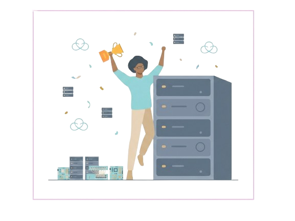 Personne interagissant avec un serveur informatique