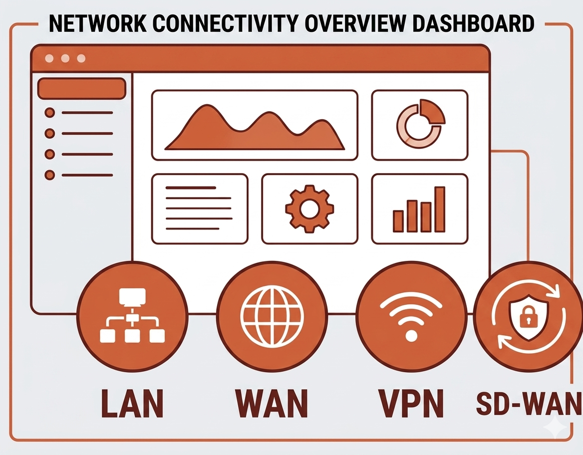 Tableau de bord connectivité réseau LAN WAN VPN SD