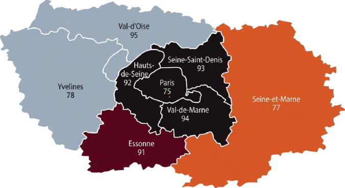 Carte régionale avec nos zones d'interventions